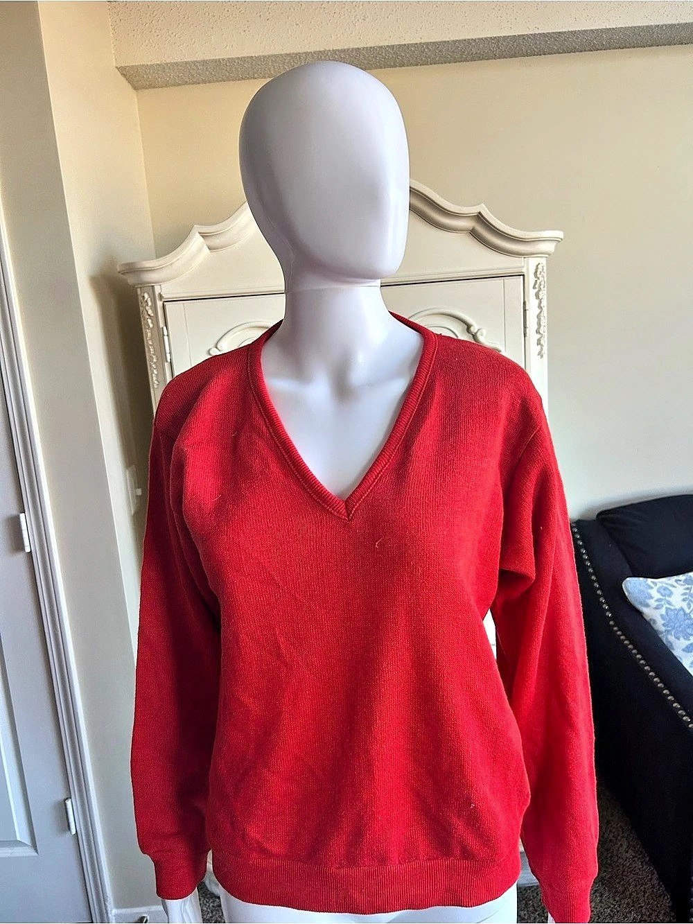 1970s Red V-Neck Sweater